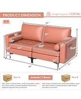 Gouun Modern Loveseat Sofa with 2 Bolsters and Side Storage Pocket