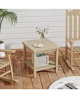 Gouun 2-Tier Outdoor Side Table with Shelf for Porch Deck Garden