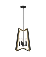 Possini Euro Design Clara 16" Modern Pendant Chandelier Ceiling Light Fixture Dining Room Over Table Kitchen Island Foyer Hanging 4-Light Black Gold F