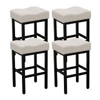 Dyhome Counter Height Bar Stools Set of 4, 27 Inches Modern Kitchen Bar Stools, Metal Legs Backless Saddle Stool Chair for Kitchen Island, Dining Room
