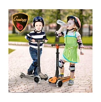 Hurtle 3-Wheel Foldable Kids Scooter With Led Wheel Lights - Gray