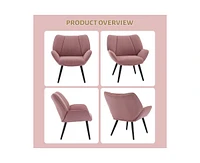 gaomon Modern Accent Chair with Wingback, Corduroy Living Room Armchair for Bedroom, Modern Accent Armchair Comfy Reading Chair for Waiting Room, Pink
