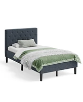 Gouun Upholstered Bed Base with Button Stitched Headboard