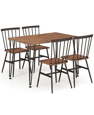 Gouun 5-Piece Dining Table Set for 4 with 360 Swivel Feet for Small Place