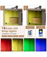 Gouun Fireplace Corner Tv Stand with Led Lights, Smart App Control, and Adjustable Shelves for 50-Inch Tv