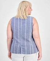 And Now This Trendy Plus Striped Three-Button Vest, Exclusively at Macy's