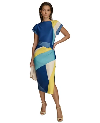 Donna Karan New York Women's Colorblocked Boat-Neck Dress