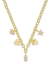 Disney | Kendra Scott 14k Gold-Plated Mixed Stone Mickey & Minnie Mouse Charm Necklace, 17" + 3" extender