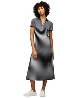 Tommy Jeans Women's Striped Short-Sleeve Midi Polo Dress