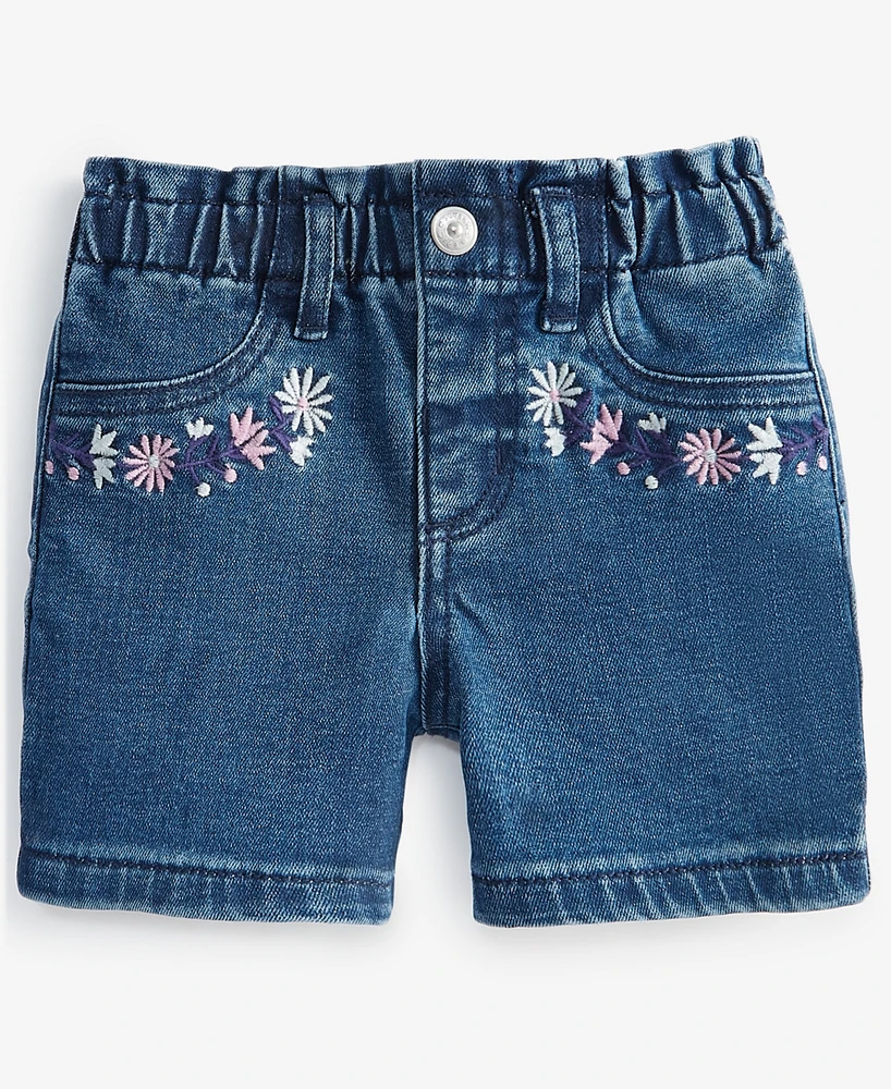 Epic Threads Toddler Girl Embroidered-Flower Jean Shorts, Exclusively at Macy's