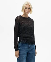 Mango Women's Lurex Openwork Knit Sweater