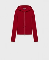 Mango Women's Ribbed Hooded Cardigan