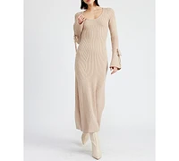 En Saison Women's Elaine Scoop-Neck Ribbed Dress