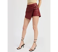 En Saison Women's Campbell Faux-Leather Skort