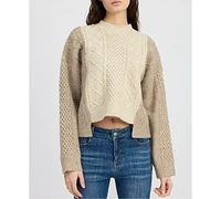 En Saison Women's Greer Cable-Knit Long-Sleeve Sweater