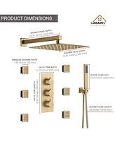 Casainc 12 Inch Luxury Thermostatic Complete Shower System with Rough-in Valve