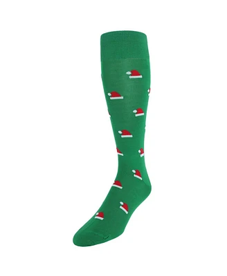 Trafalgar Men's Kringle Santa Hat Over The Calf Christmas Mercerized Cotton Socks