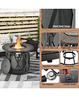 Gouun 32 Inch 30000BTU Fire Pit Table with Fire Glasses and Pvc Cover
