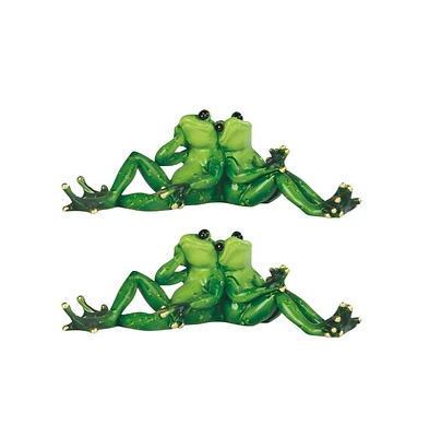 Fc Design "2-pc Gift Set" 9"W Happy Frog Couple Leaning Back to Back Statue Animal Figurine Statue Ornament Home Room Office Decor and Perfect Gift Id