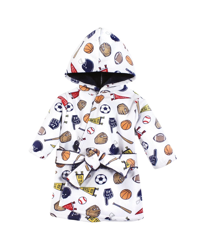 Hudson Baby Boys Mink with Faux Lining Pool and Beach Robe Cover-ups, Sports Fan, 0-6 Months