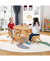 Gouun Kids Wooden Table Set for Children Aged 3+ Years
