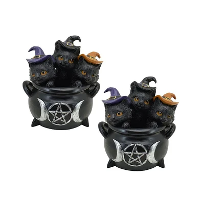 Fc Design "2-pc Gift Set" 5.75"H Led 3 Kittens in Cauldron Figurine Statue Ornament Home Room Office Decor and Perfect Gift Ideas for Housewarming, Ho