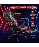 Gouun Gaming Chair Racing Style Swivel Chair with Footrest and Adjustable Lumbar Pillow