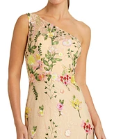 Mac Duggal Women's One Shoulder Lace Embroidered Gown