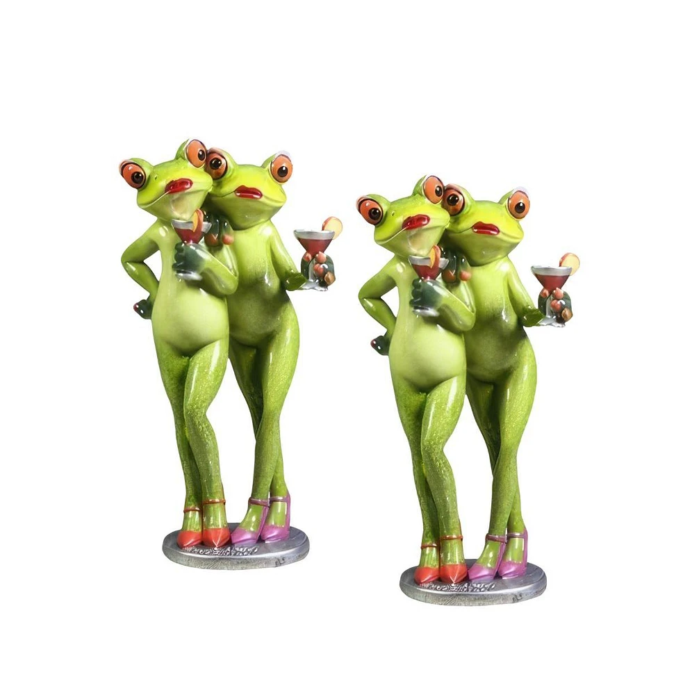 Fc Design "2-pc Gift Set" 7.25"H Frog Ladies with Cocktails Figurine Statue Ornament Home Room Office Decor and Perfect Gift Ideas for Housewarming, H