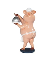 Fc Design "2-pc Gift Set" 7.75"H Piggy Chef Holding Tray Figurine Statue Ornament Home Room Office Decor and Perfect Gift Ideas for Housewarming, Holi