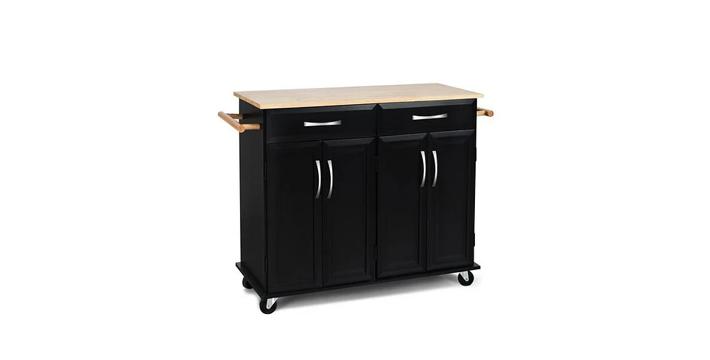 Slickblue Kitchen Island Storage Cabinet Cart with Wood Top and Wheels