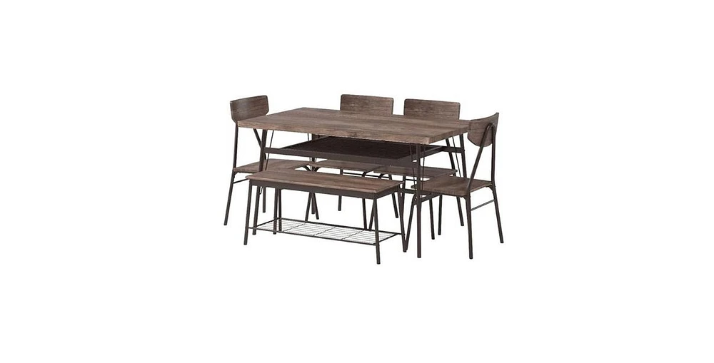 Slickblue Modern 6-Piece Dining Set with Table and Chairs for Elegant Dining Rooms