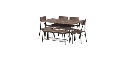 Slickblue Modern 6-Piece Dining Set with Table and Chairs for Elegant Dining Rooms