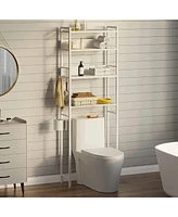 Slickblue Over the Toilet Storage Freestanding Modern Metal Wood Shelving Unit