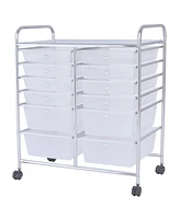 Gouun 12 Storage Drawer Organizer Bins Rolling Cart