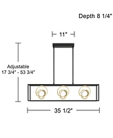 Possini Euro Design Christy 35 1/2" Modern Pendant Chandelier Ceiling Light Fixture Dining Room Over Table Kitchen Island Foyer Hanging Linear 3-Light