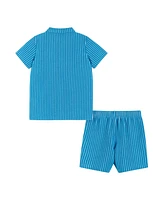 Andy & Evan Toddler Boys Toddler/Child Aqua Stripe Matching Terry Set