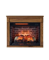 Mondawe 28 Inch Electric Fireplace Heater Mantel With Removable Caster Wheel