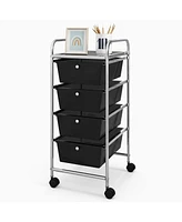 Gouun 4-Drawer Rolling Storage Cart with Plastic Drawers and Metal Frame
