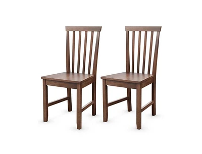 Slickblue Set of 2 Solid Wood Armless Mission Style Dining Chairs