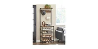 Slickblue Modern Industrial Style Hall Tree Coat Rack and Entryway Shoe Rack with 4 Shelves for Storage