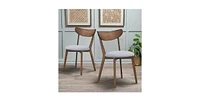 Slickblue Set of 2 Mid-Century Modern Curved Back Wood Dining Chair Upholstered Seat