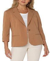 Liverpool Los Angeles Women's Fitted Blazer with Ruched Sleeves