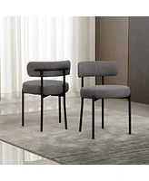 Dyhome Kitchen Chairs Mid-Century Modern Dining Set of 2, Room Chairs, Boucle Upholstered Wishbone Chair