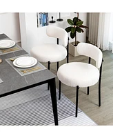 Dyhome Kitchen Chairs Mid-Century Modern Dining Set of 2, Room Chairs, Boucle Upholstered Wishbone Chair