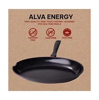 Alva Energy Nonstick Ceramic Whole Fish Frying Pan Skillet, Non-Toxic Pfas, Pfoa & Ptfe Free, Oval Fish Pan for Cooking, All Cooktop Compatible & Indu