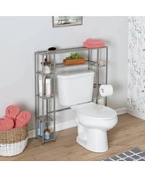 Slickblue Over the Toilet Freestanding Bathroom Shelving Unit Shelf in Silver Metal Finish