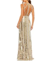 Mac Duggal Women's Halter Neck Embellished Detailed Back Gown