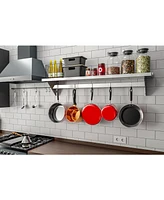 Slickblue Heavy Duty Wall Shelf with Pot Rack for Strong, Space-Saving Kitchen Storage and Organization