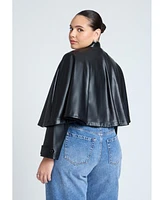 Eloquii Plus Size Faux Leather Cape Jacket